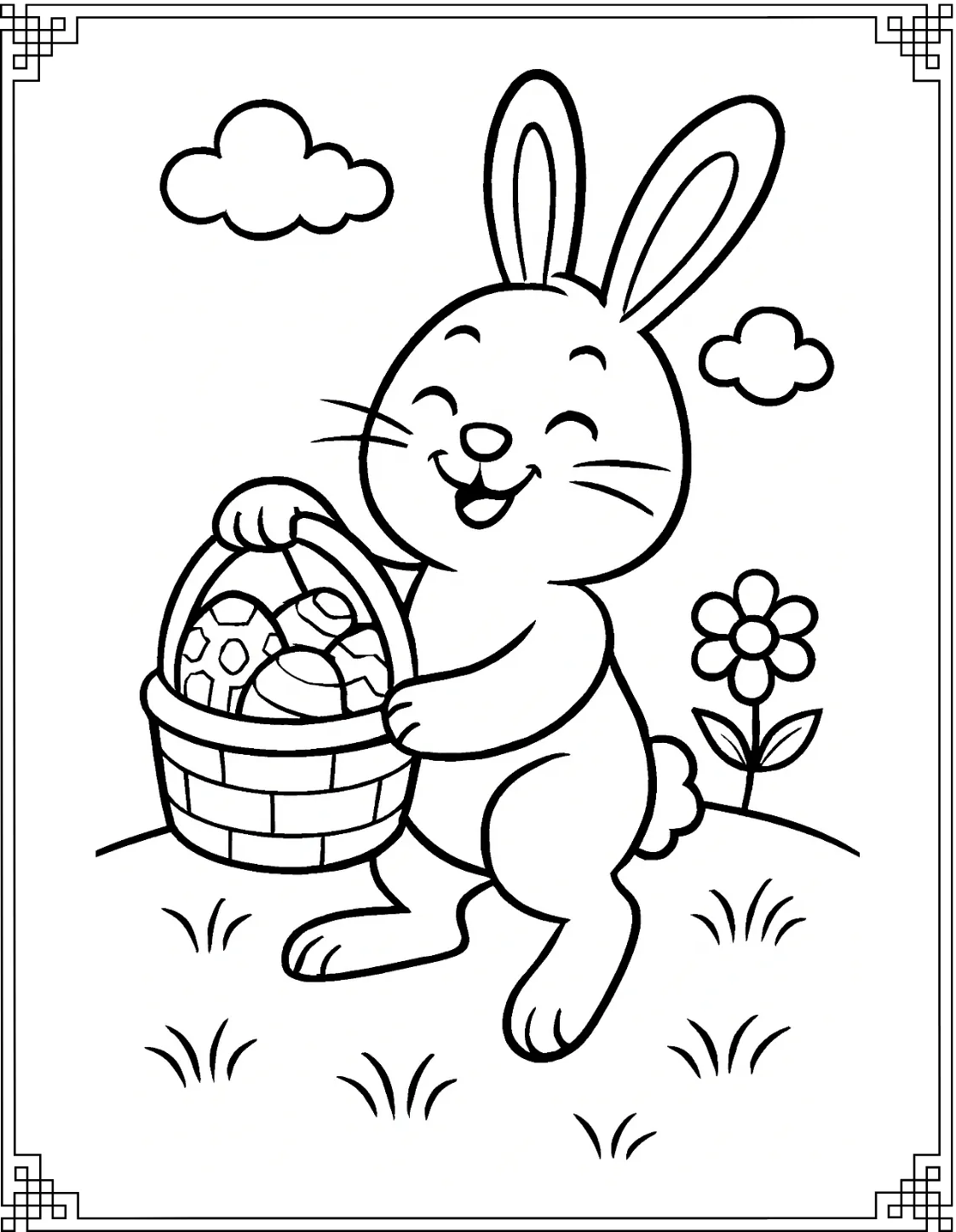 Bunny With Basket of Eggs