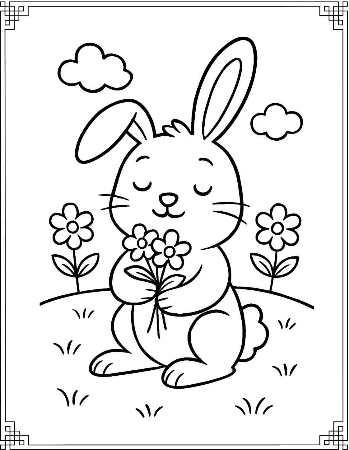 Bunny With Flowers