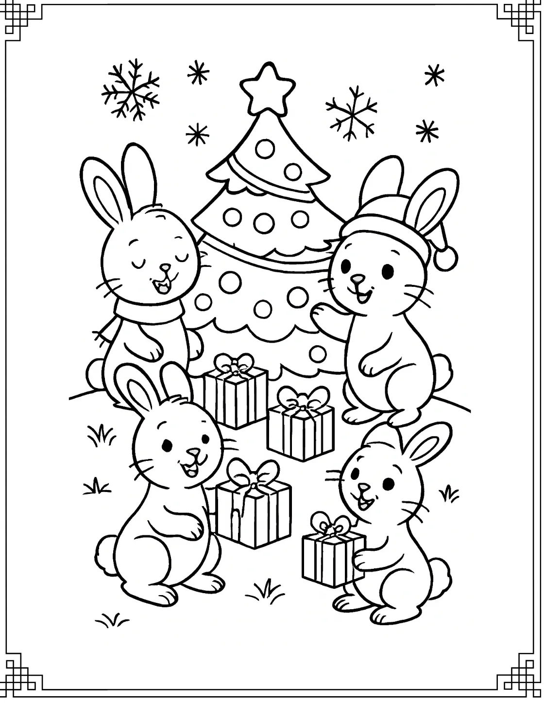 Bunny at Christmas Tree