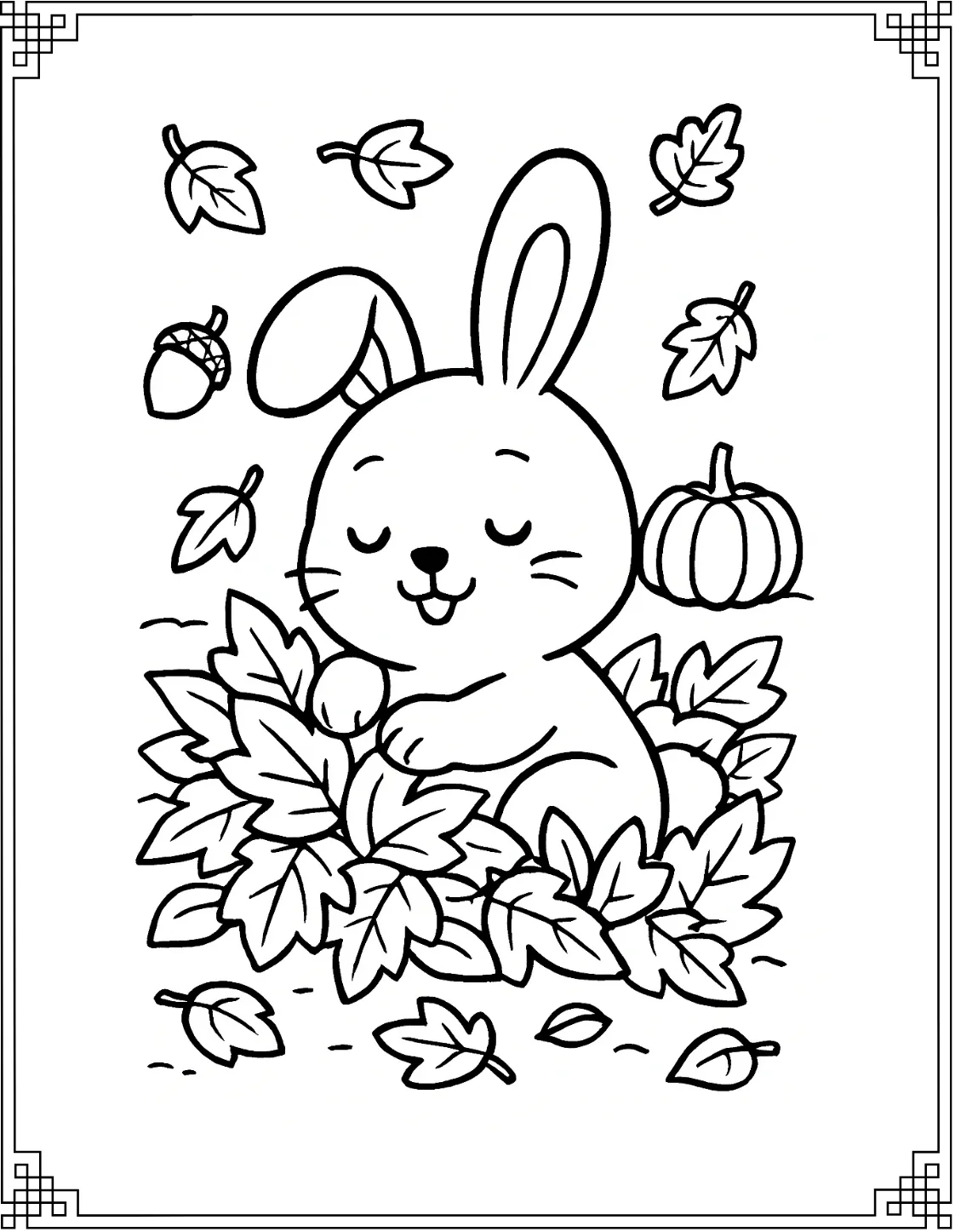 Bunny in Autumn Leaves