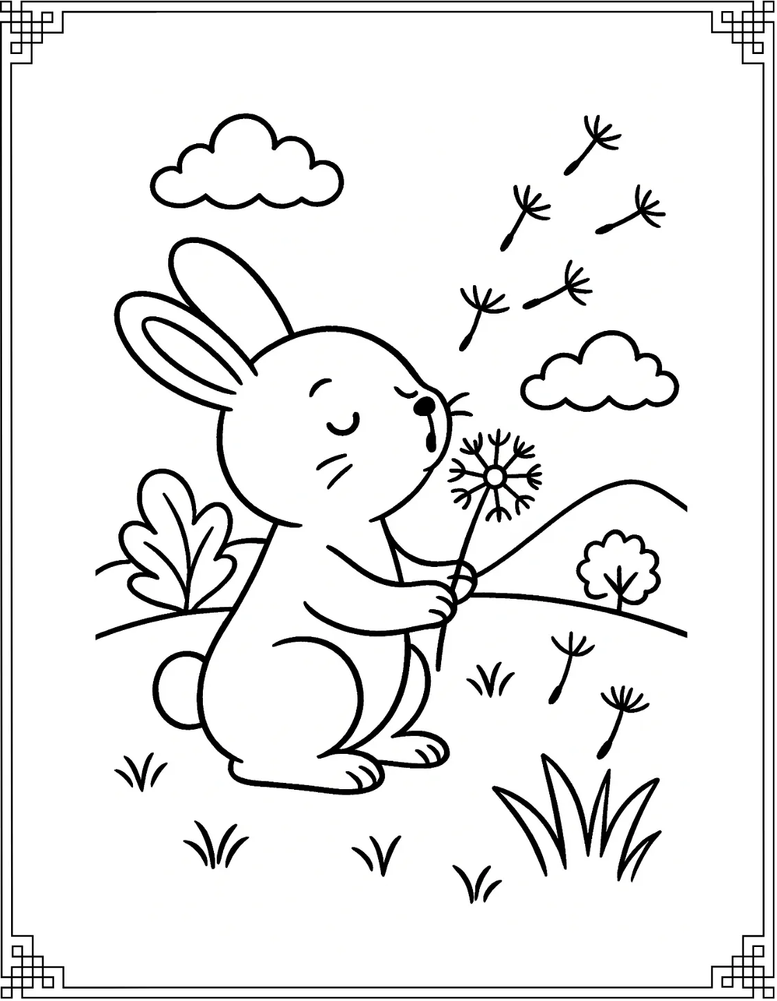 Bunny with Dandelions