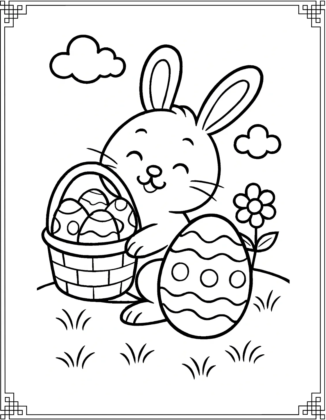 Cheerful Bunny Holding Basket