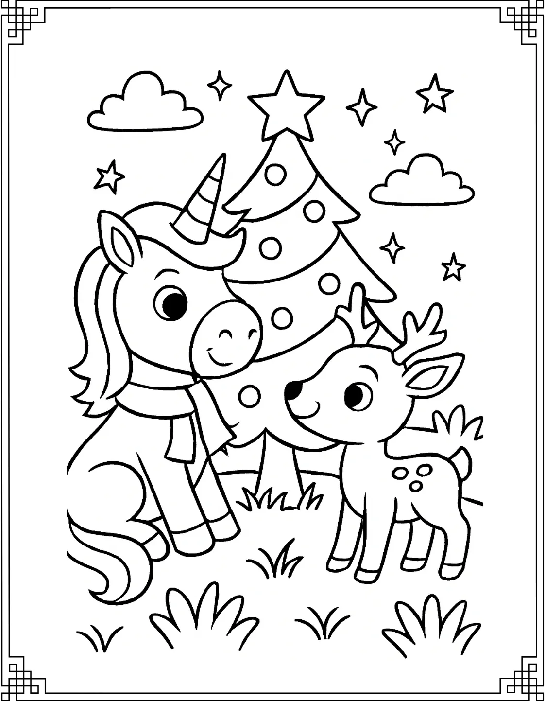Christmas Unicorn with Reindeer