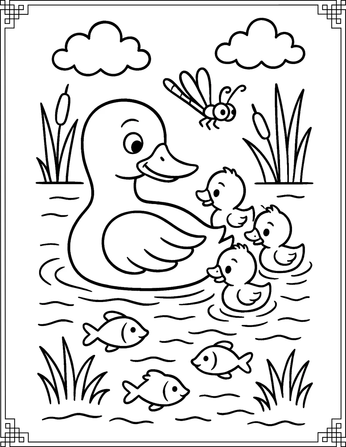 Ducks with Dragonfly
