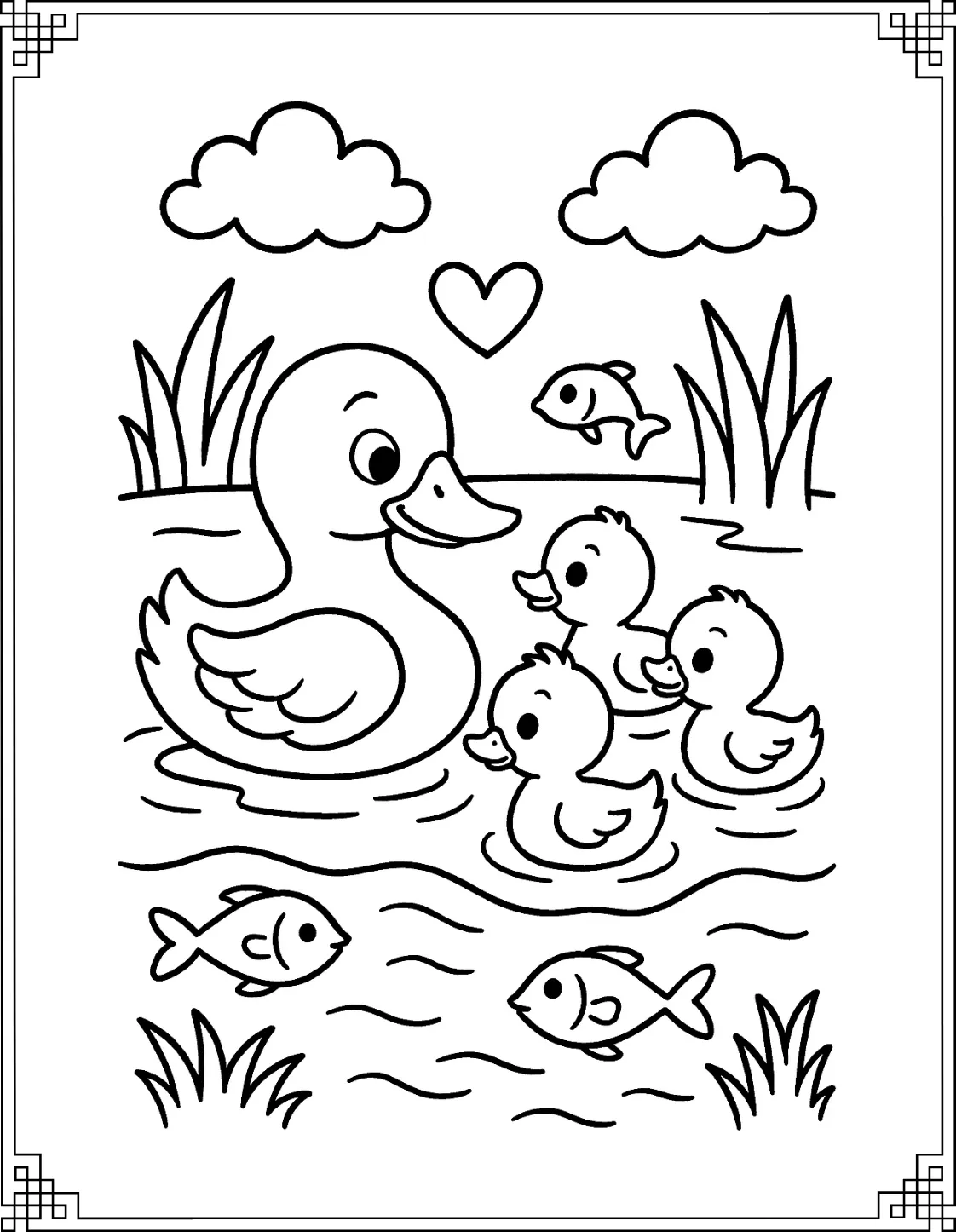 Ducks with Fish Under Pier
