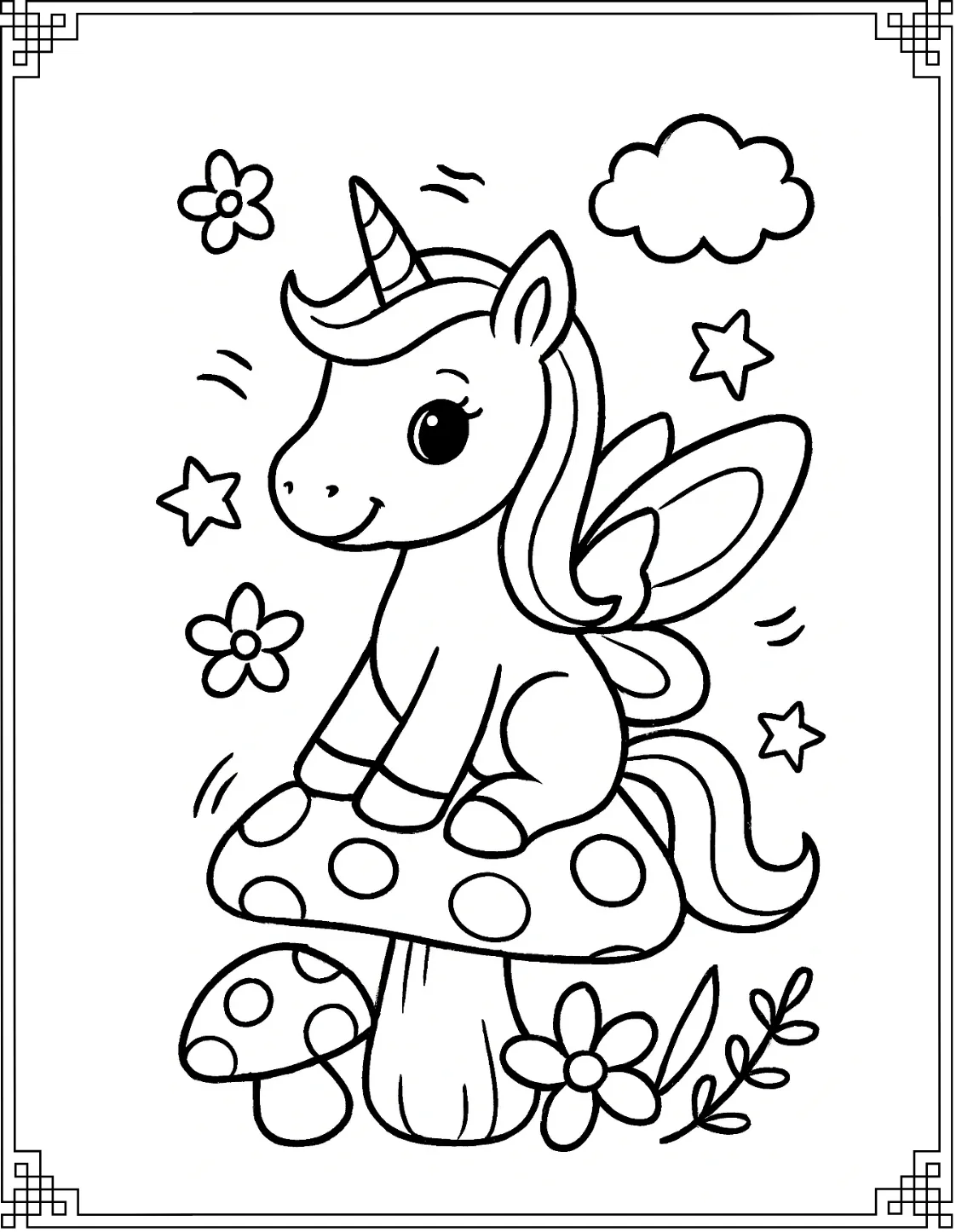 Fairy Unicorn on Mushrooms