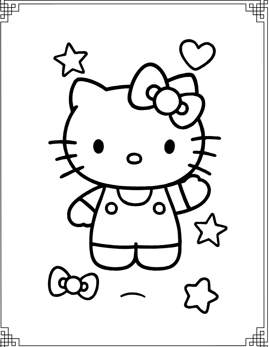 Hello Kitty Smiling in Overalls

