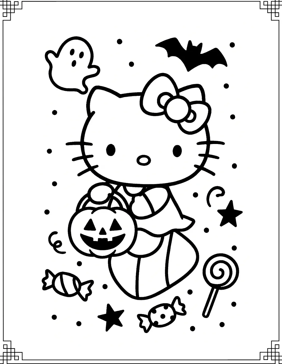 Hello Kitty on Candy Corn Pile