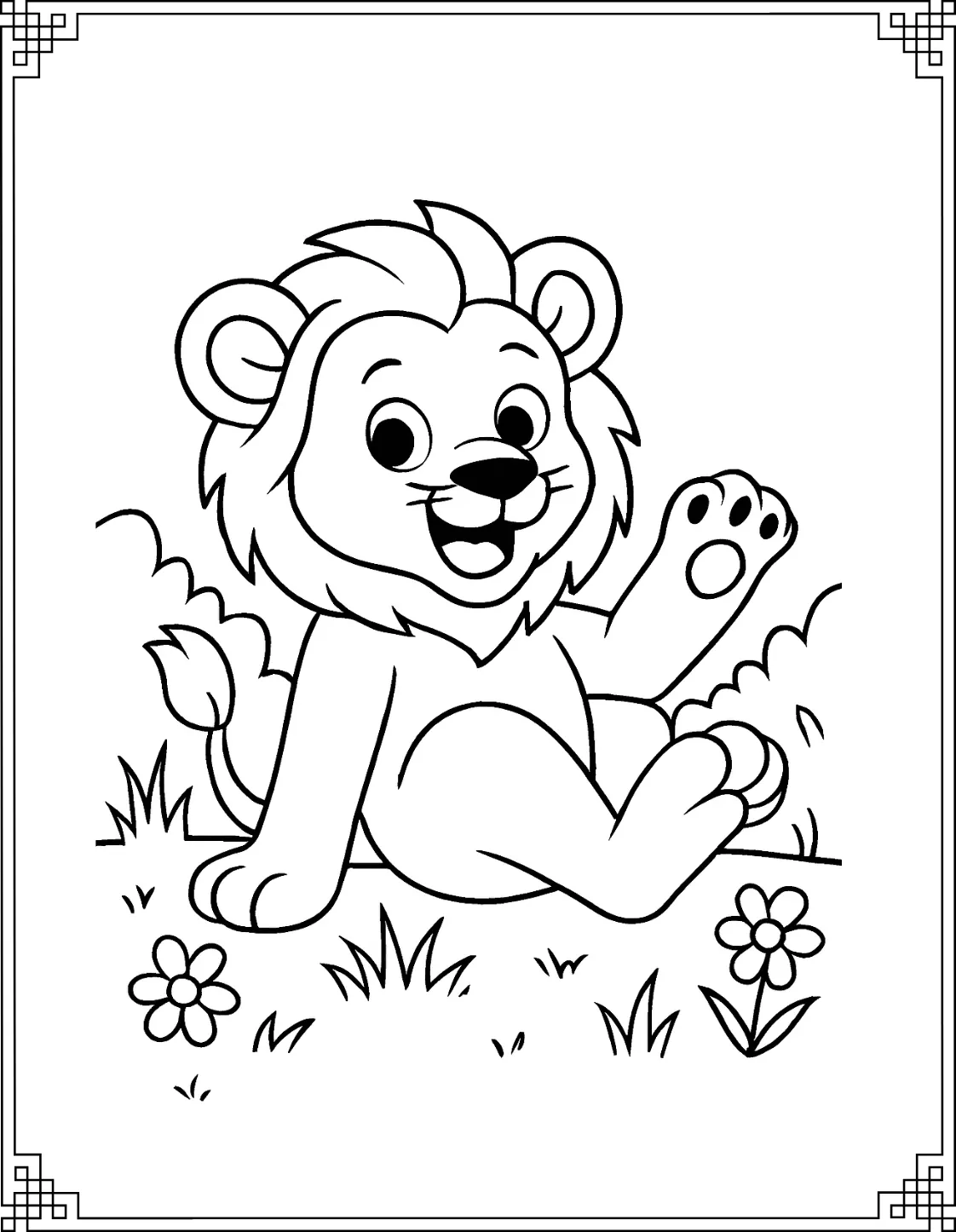 Lion Cub Kicking Paw
