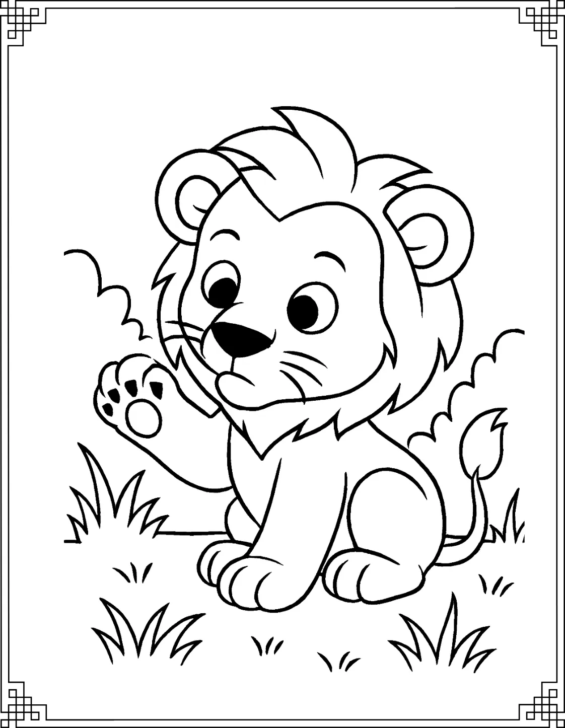 Lion Cub Playing Alone
