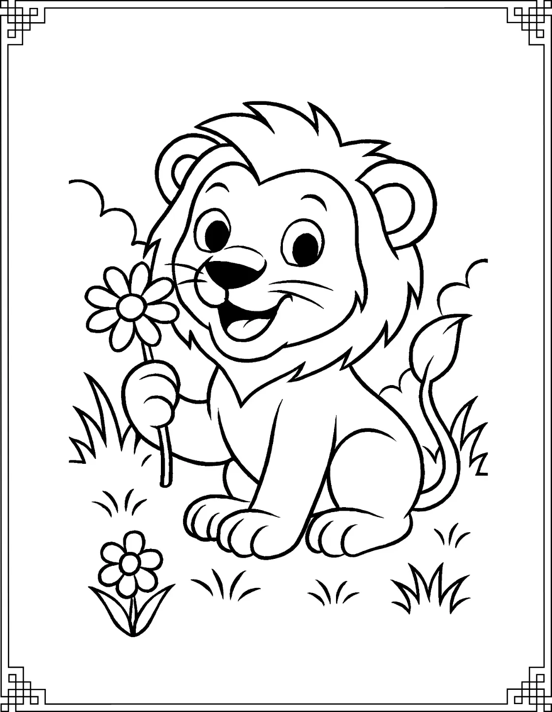 Lion Cub with Daisy
