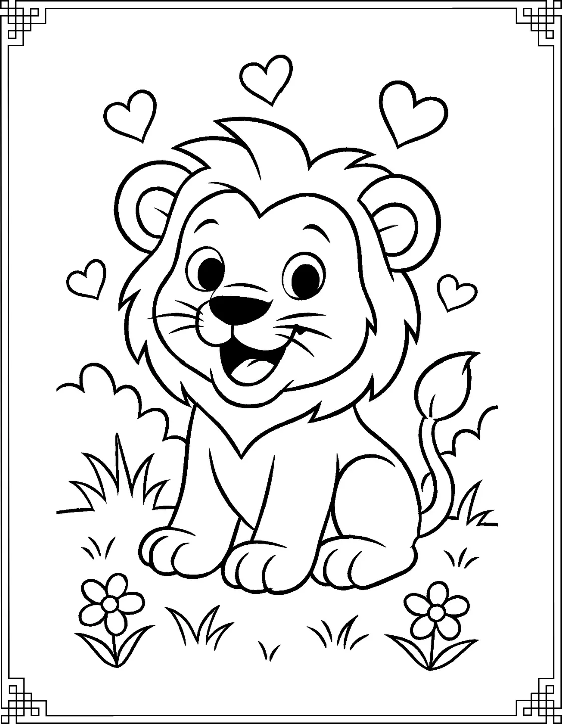Lion Cub with Hearts

