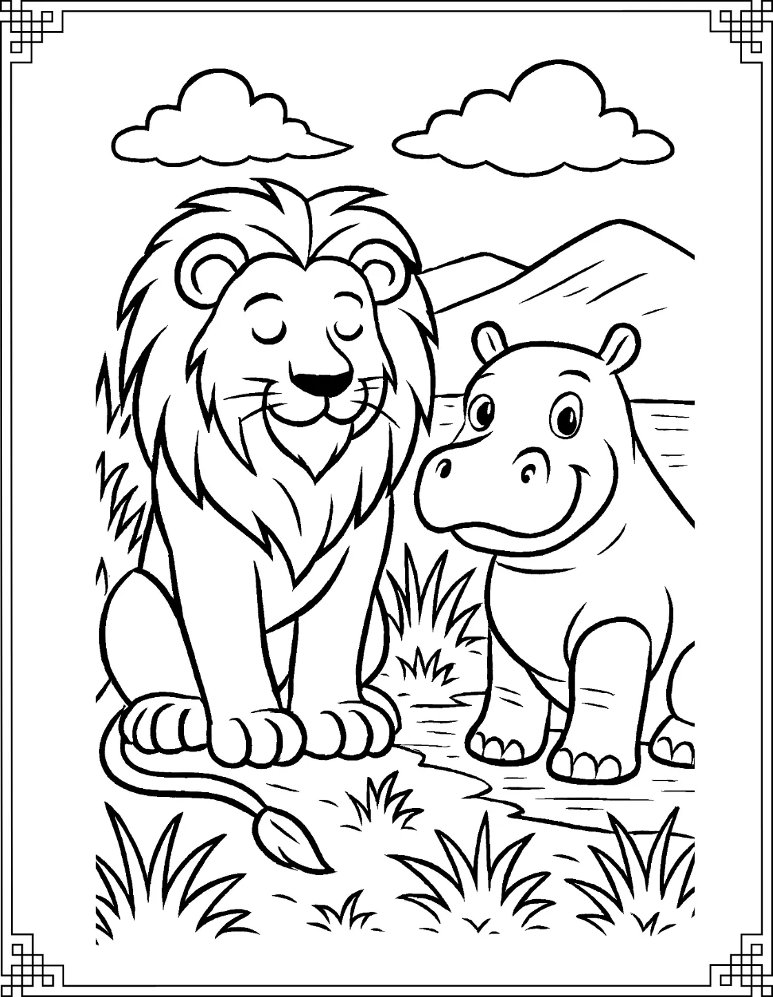 Lion and Hippo Scene
