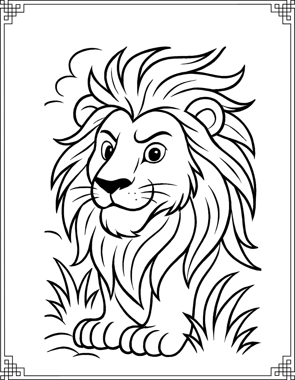 Lion with Flowing Mane
