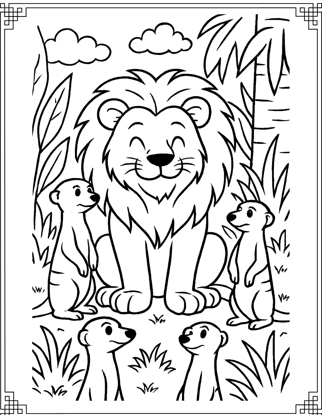 Lion with Meerkats Page
