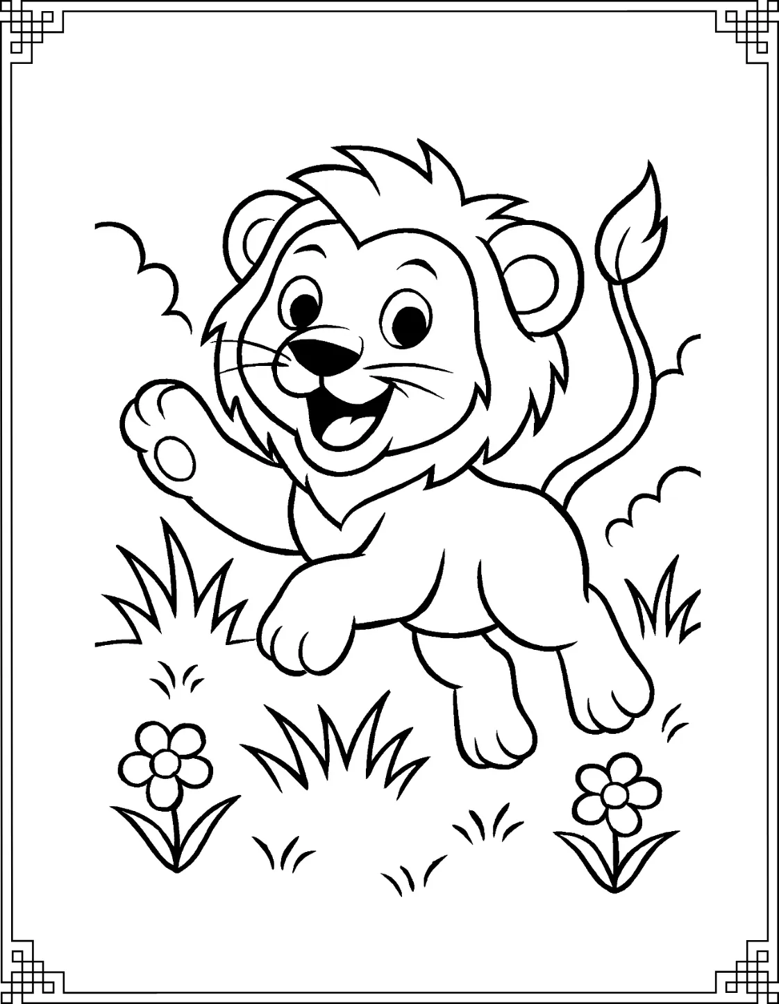 Lively Lion Cub Scene
