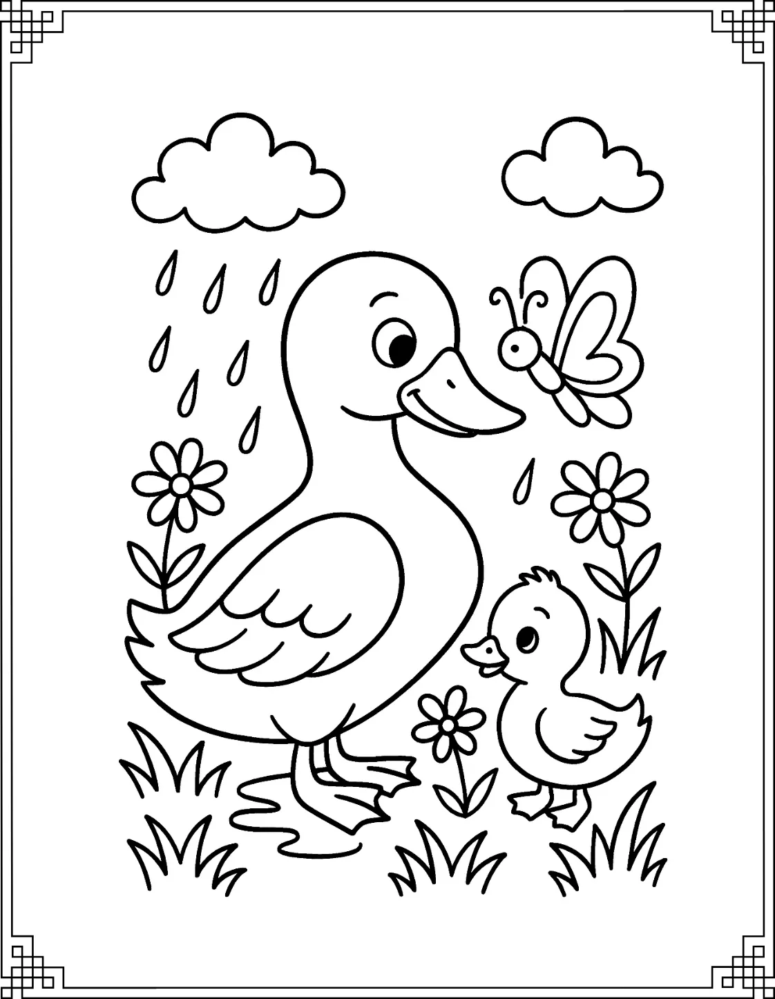 Mother Duck with Butterfly
