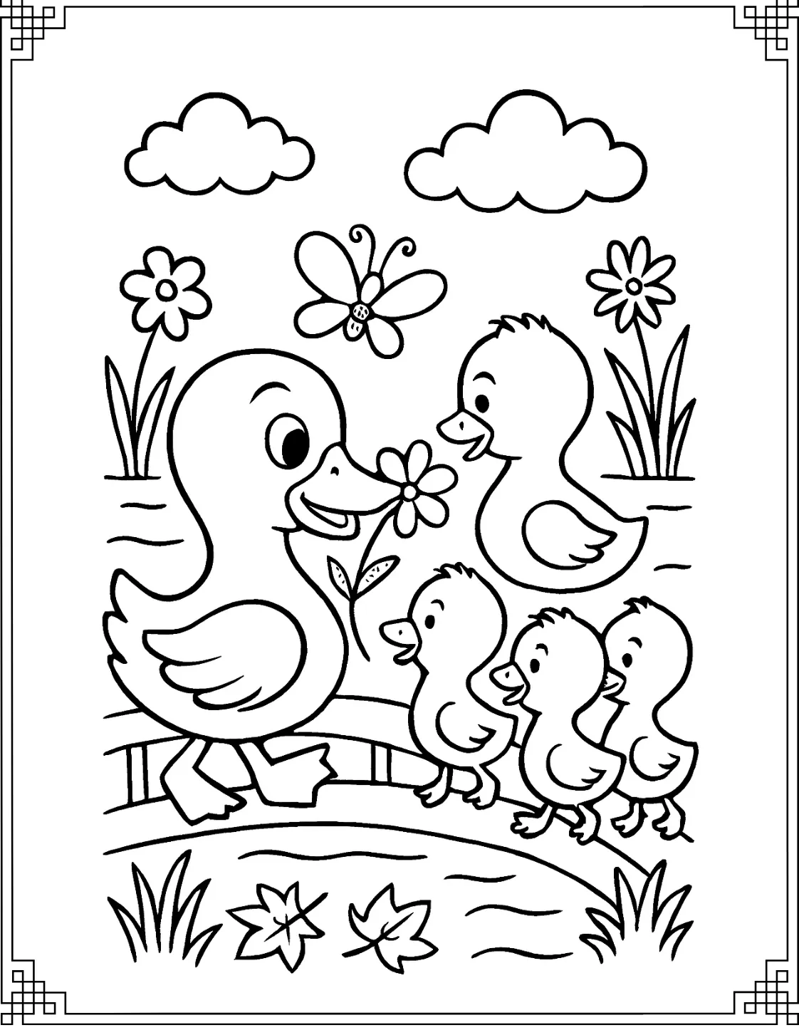 Mother Duck with Flower
