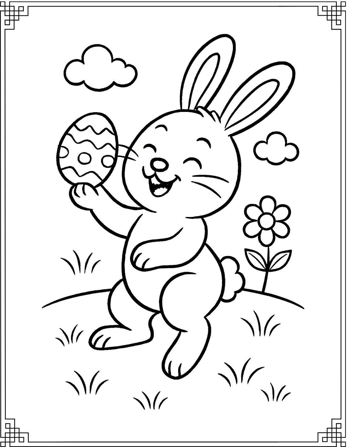 Playful Bunny With Egg