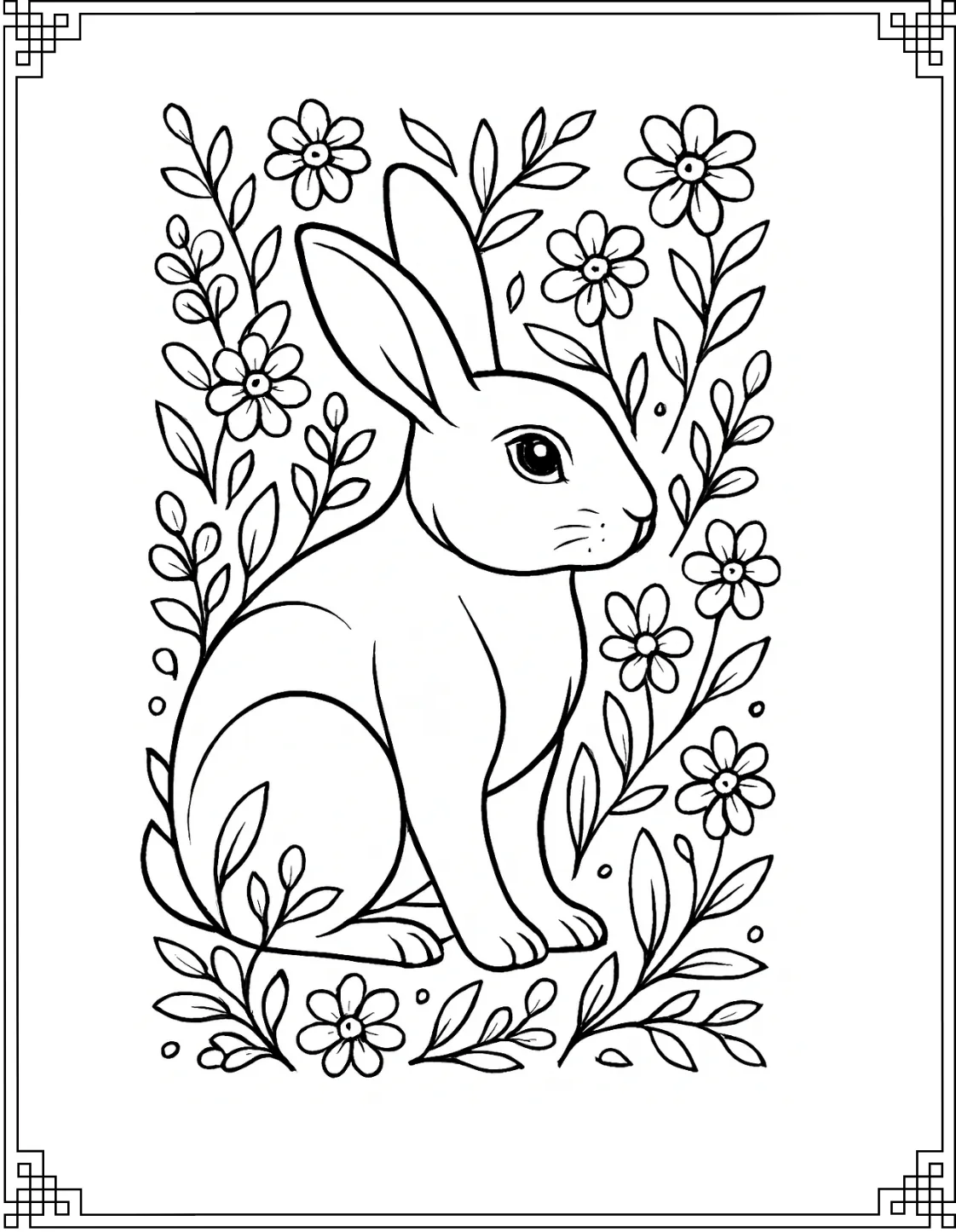 Relaxing Bunny Coloring Page