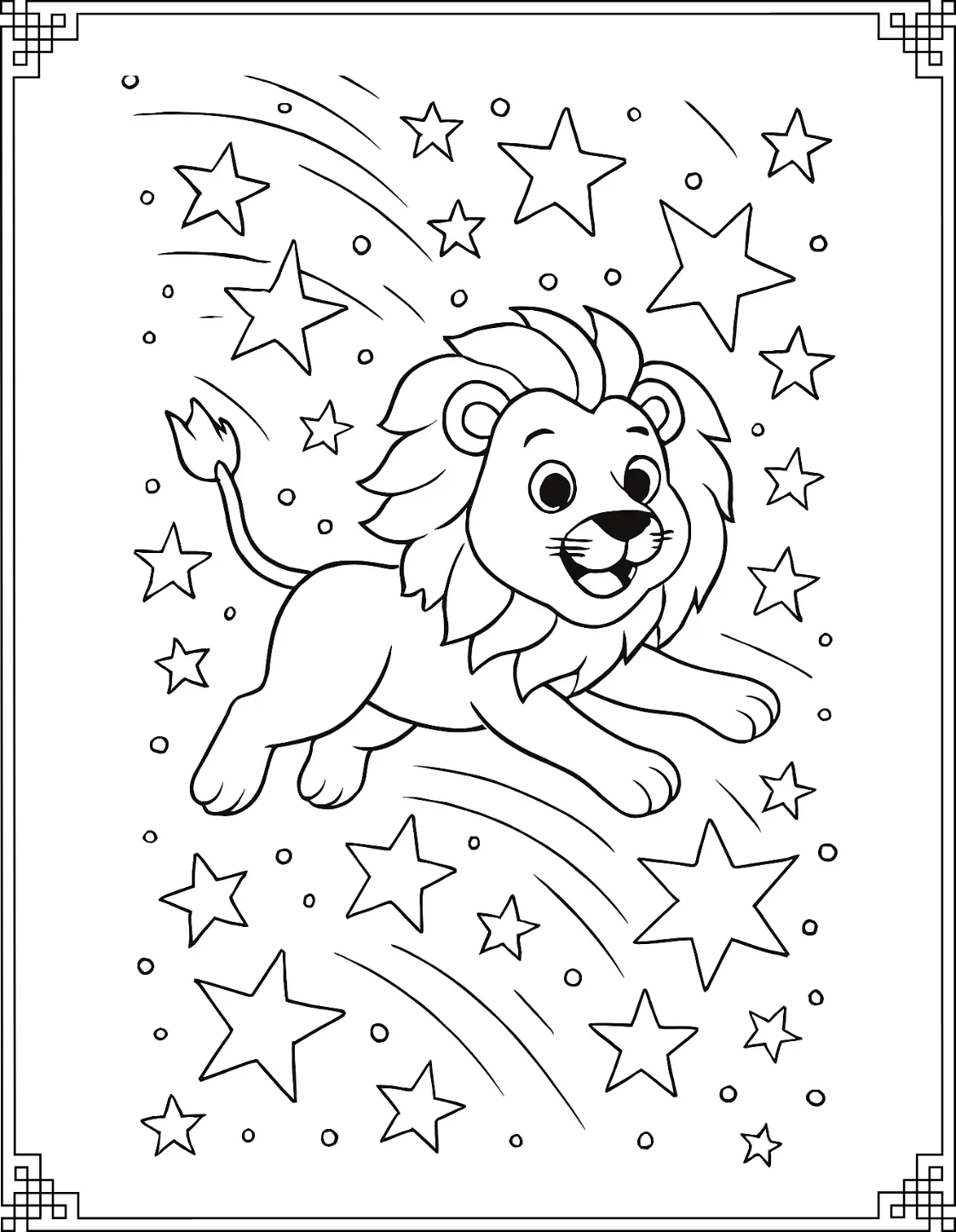 Space Lion Coloring Page 
