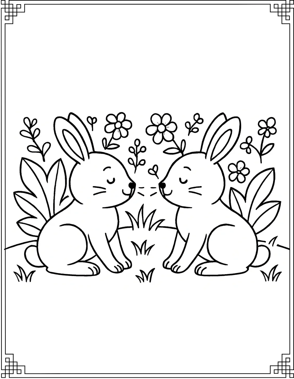 Symmetrical Rabbits Facing Each Other