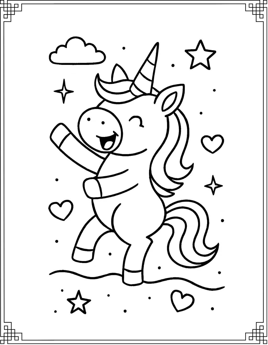 Unicorn Playing Hopscotch