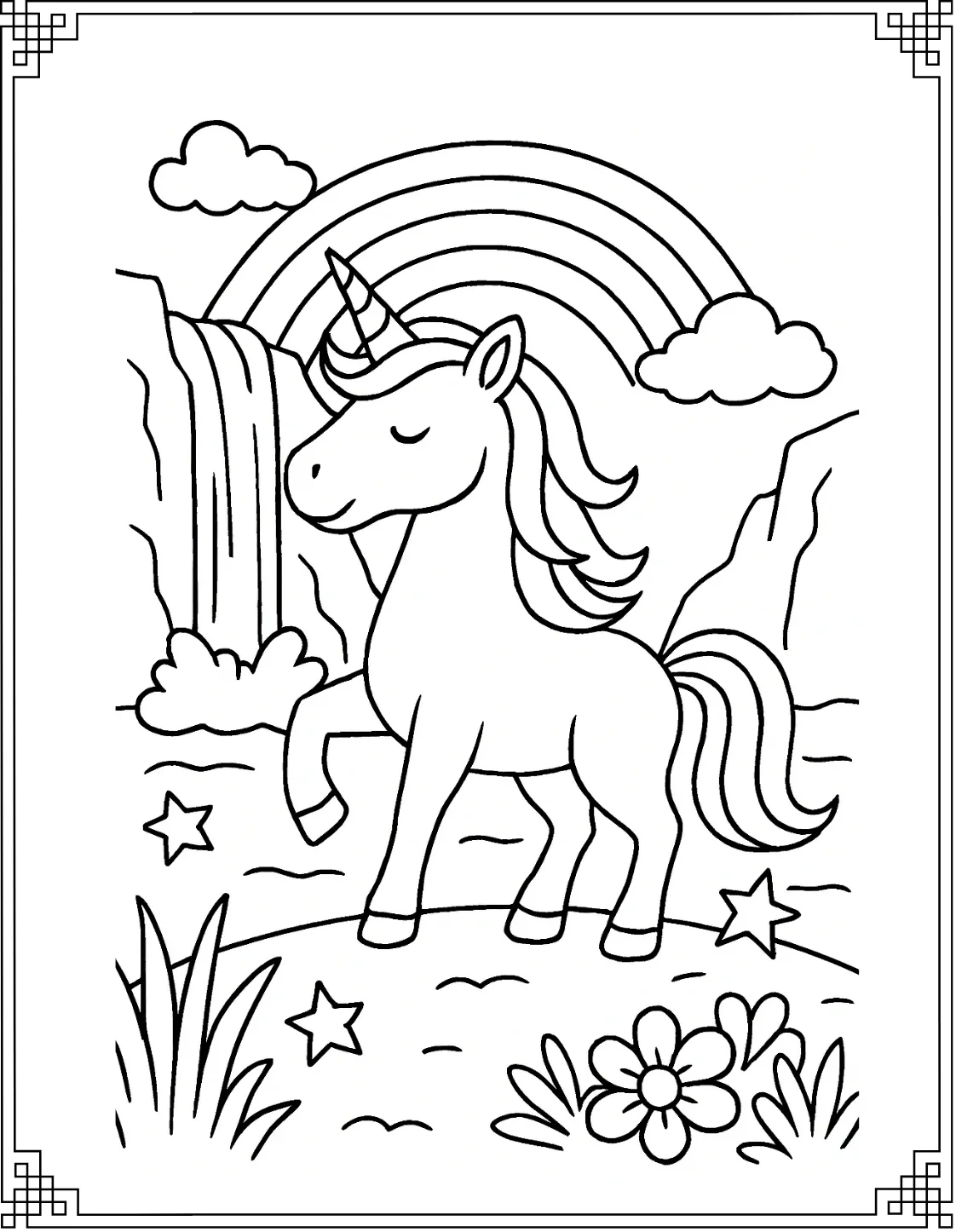 Unicorn at Waterfall