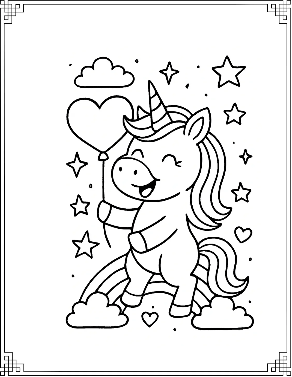 Unicorn with Heart Balloon