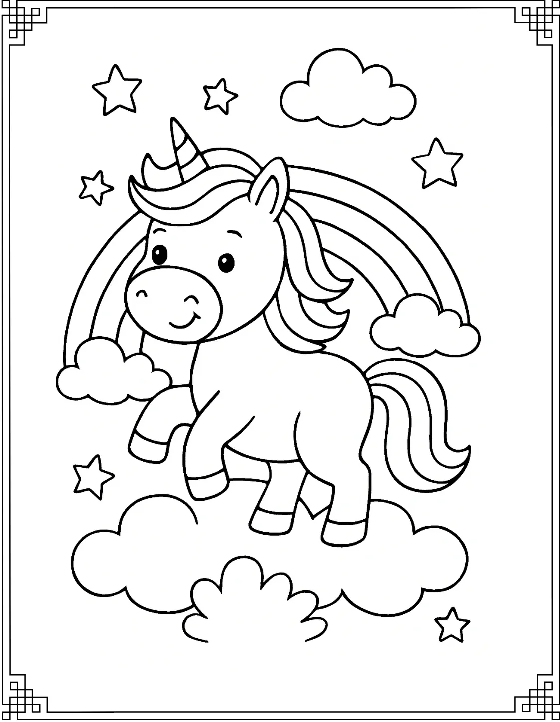 Unicorn with Rainbow Sketch