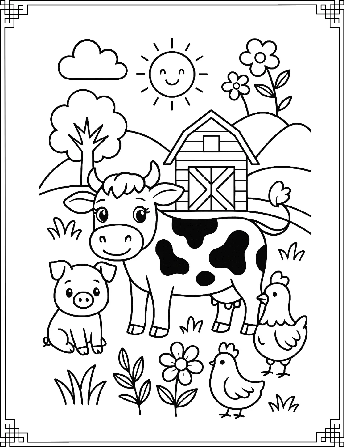 Abstract Farm Cow 