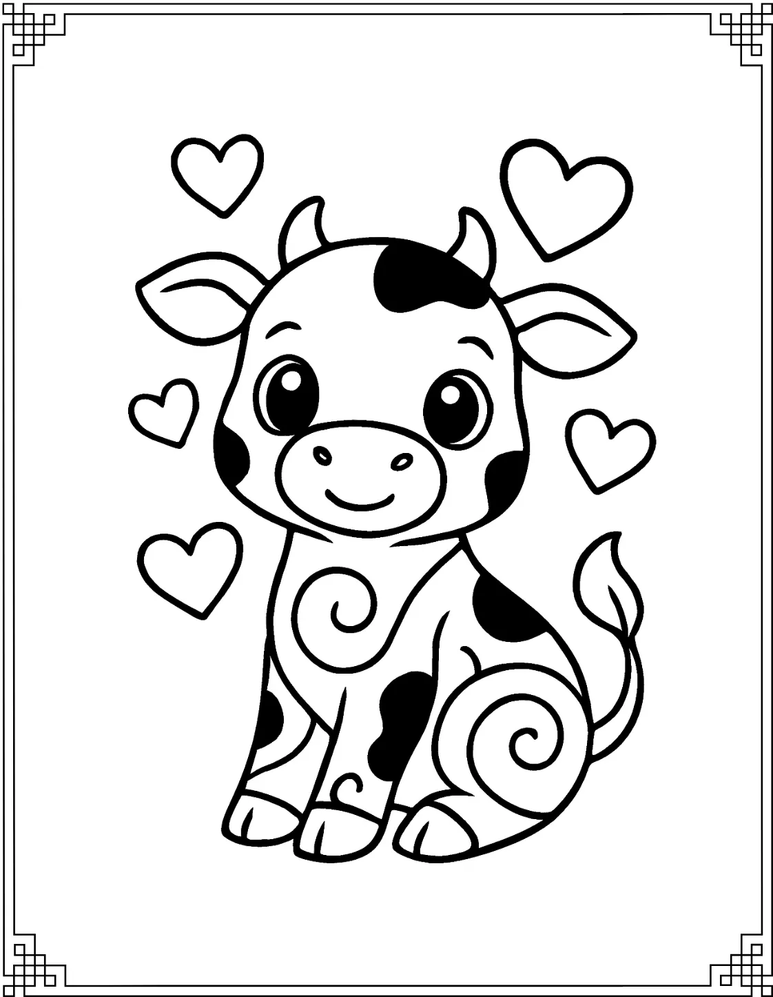 Baby Cow with Hearts