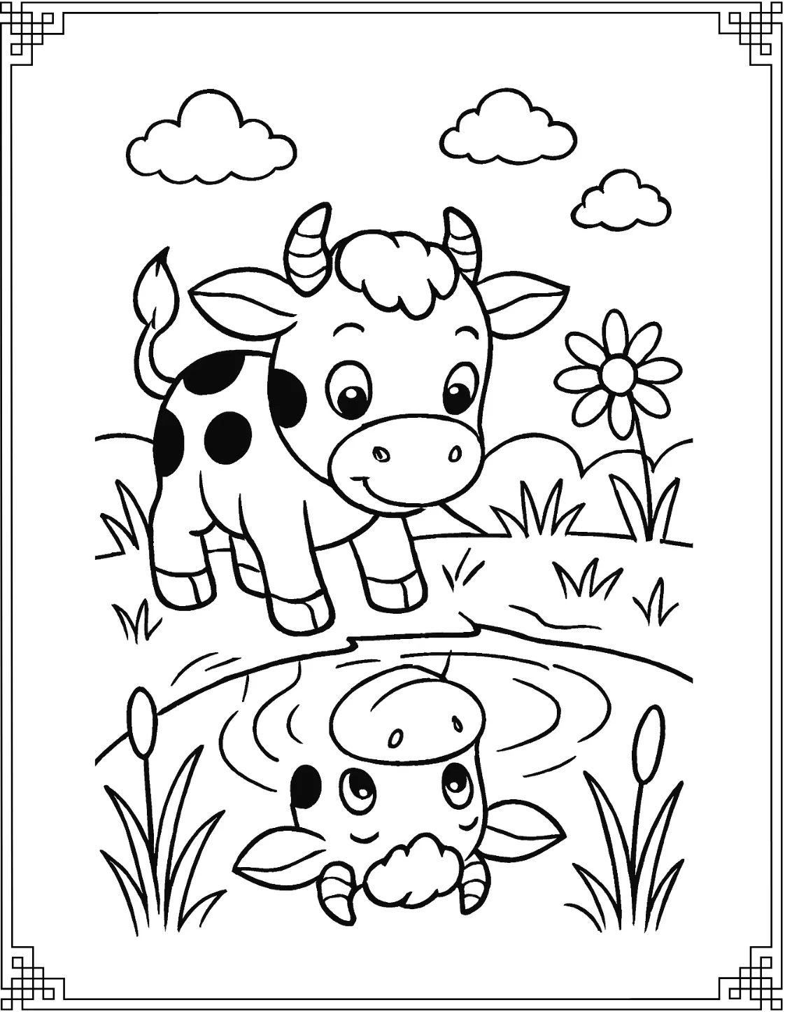 Calf by Water Reflection 