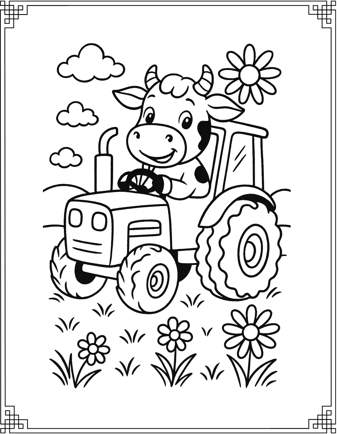Cow Driving Tractor 
