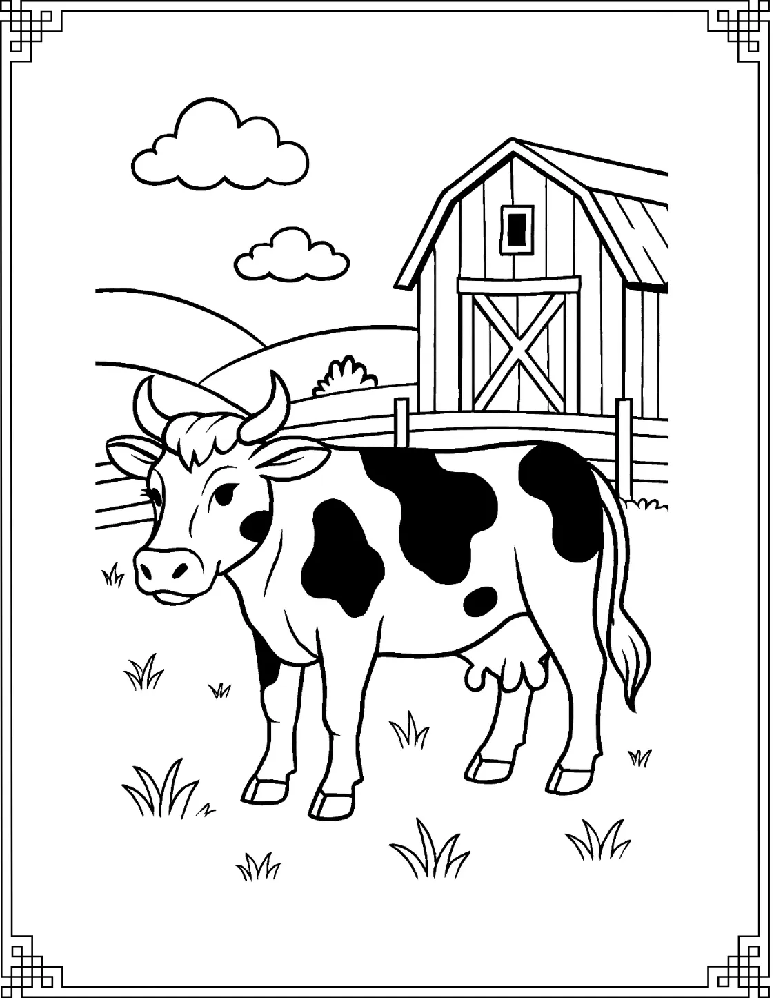 Cow and Barn Scene