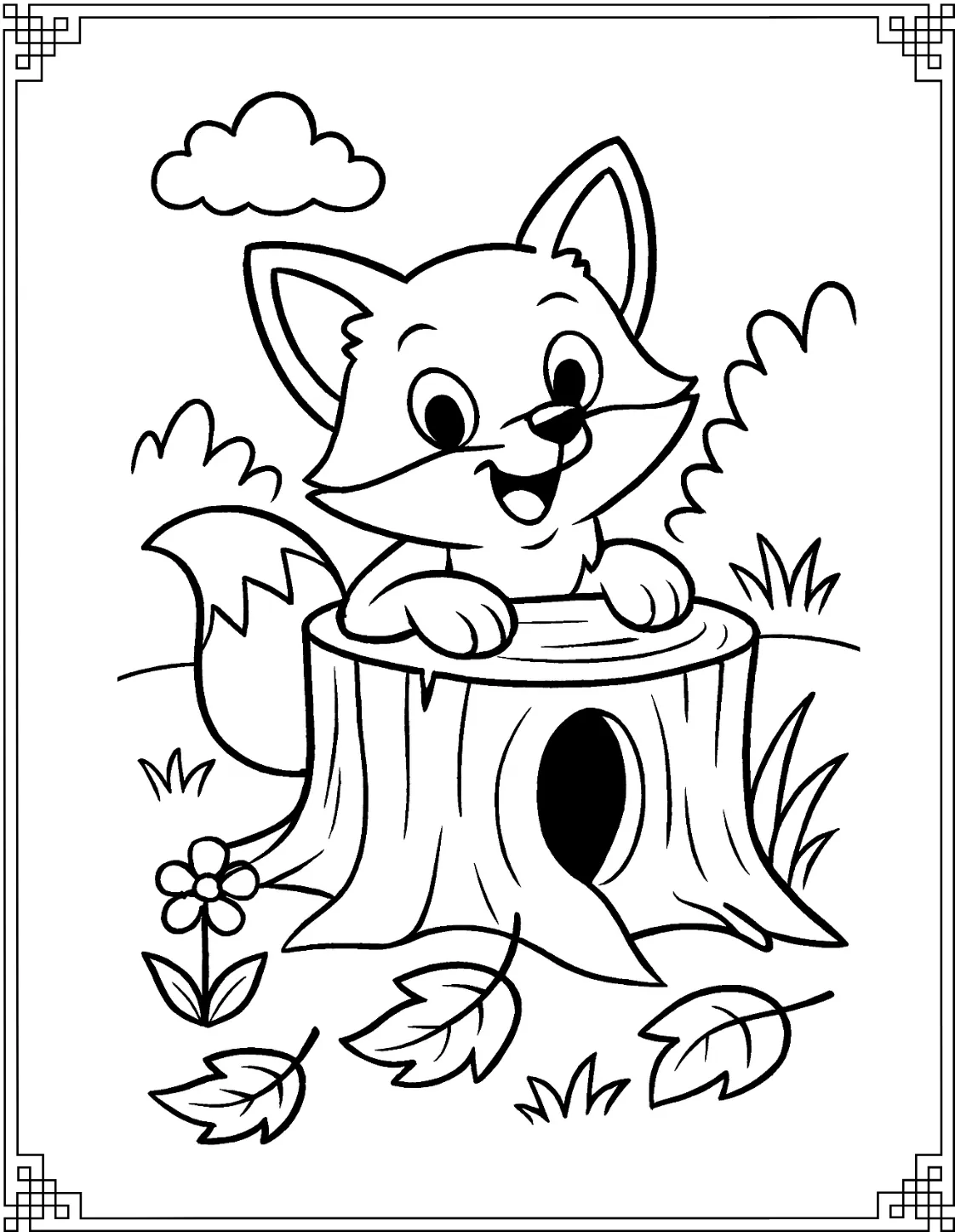 Curious Fox at Tree Stump