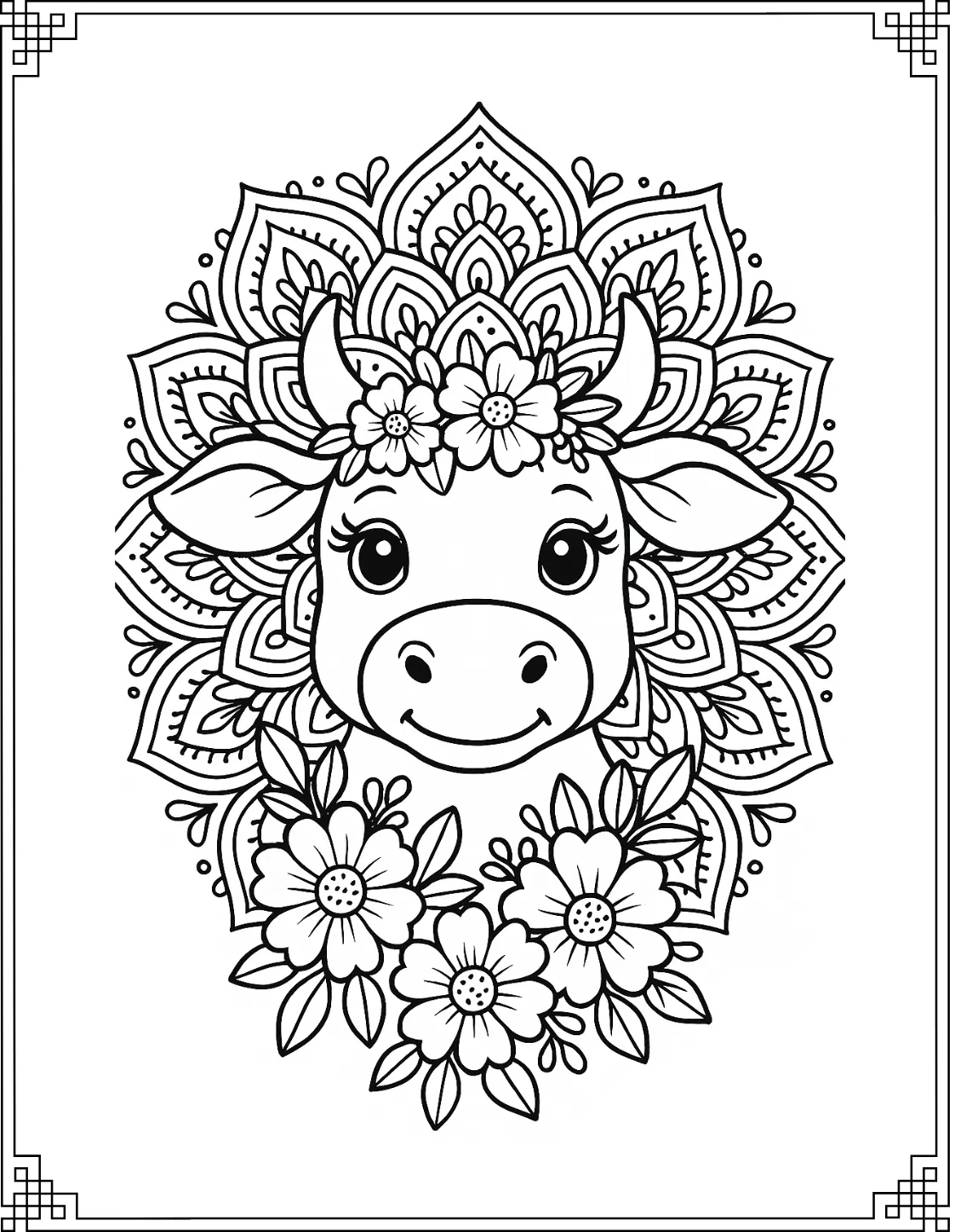 Floral Mandala Cow 