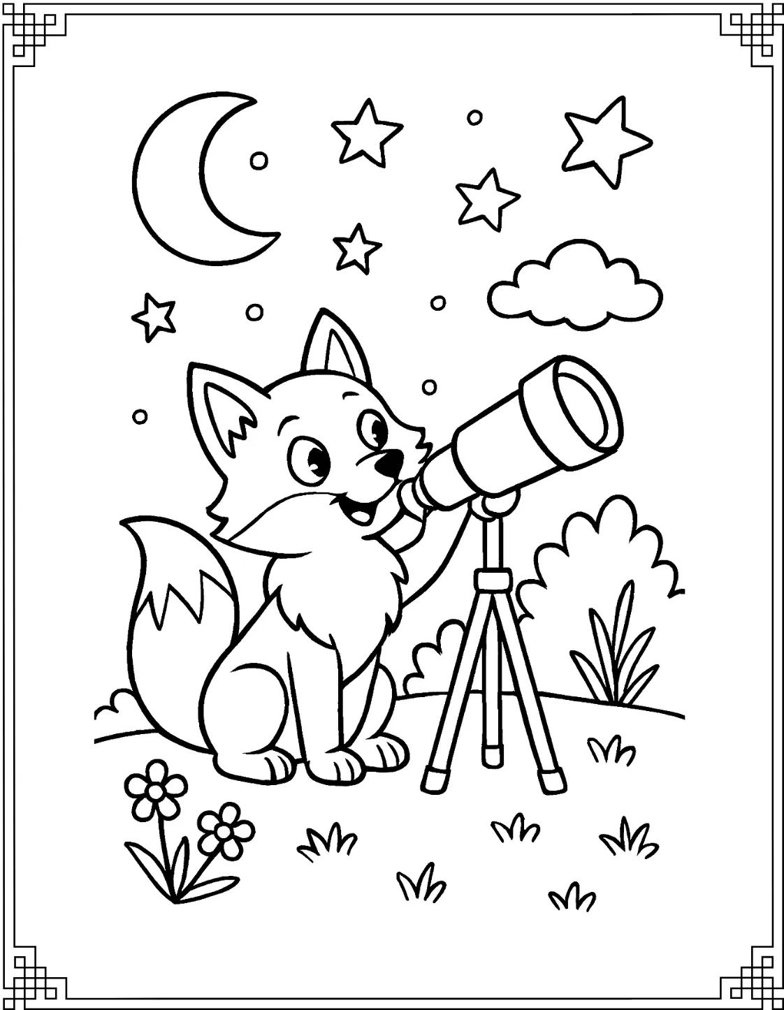 Fox Using Telescope