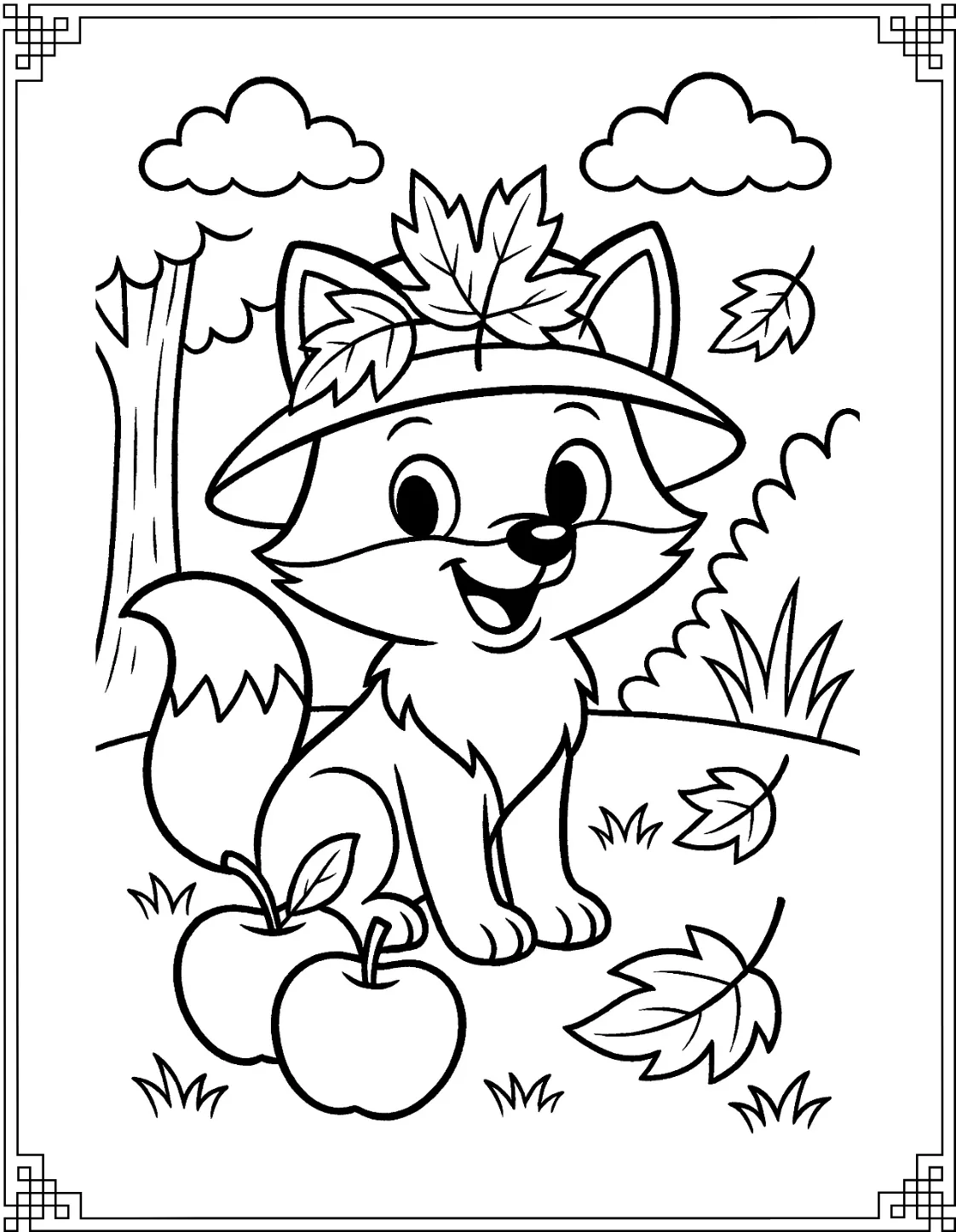 Fox Wearing Leaf Hat
