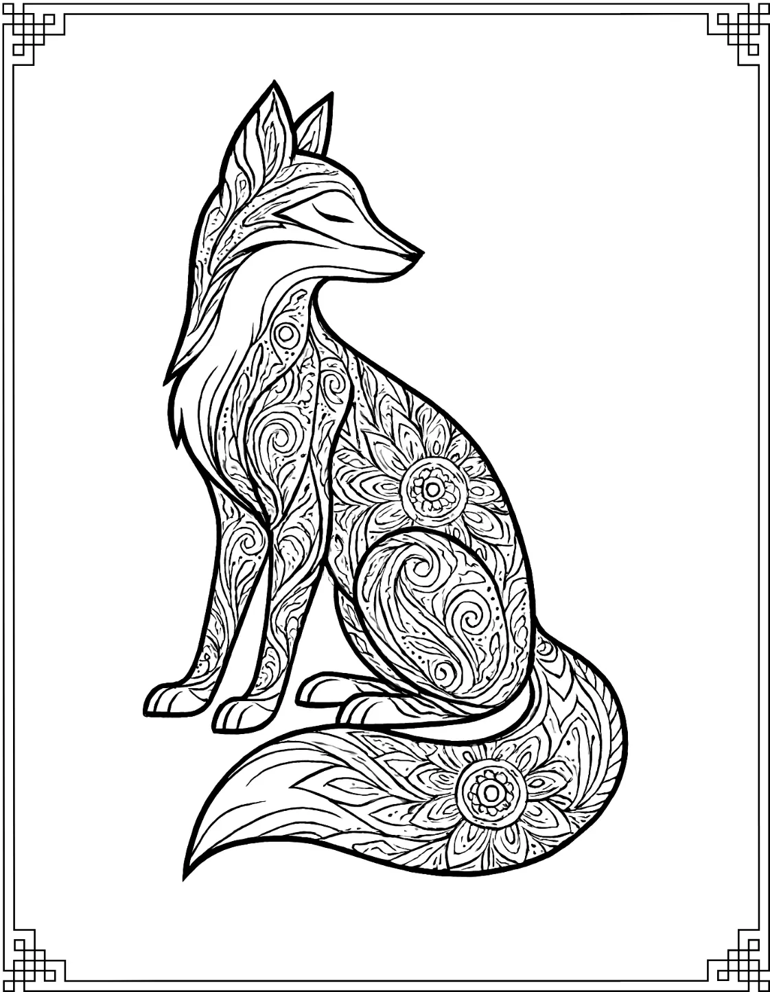 Fox with Flowing Mandala