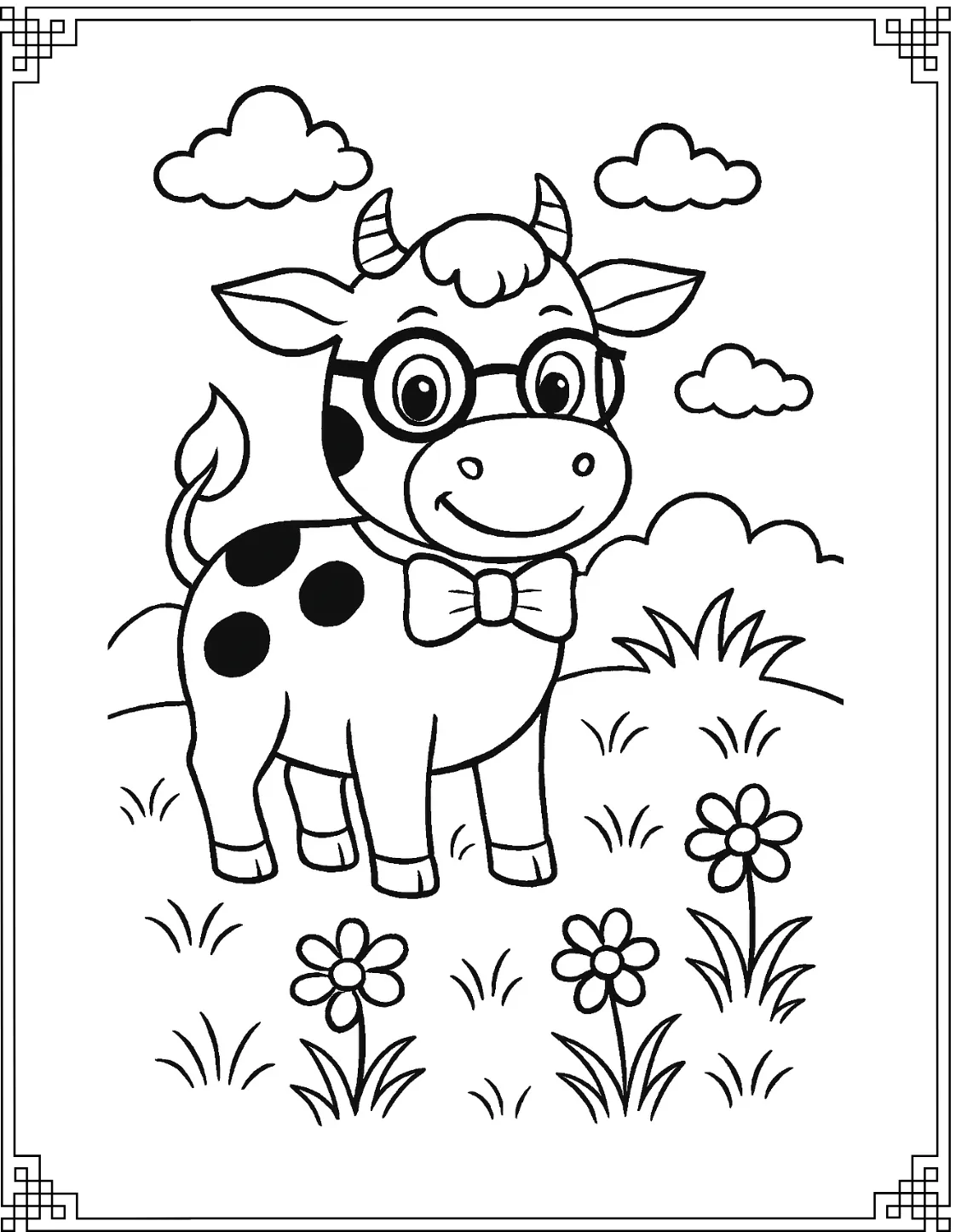 Stylish Cow with Glasses 