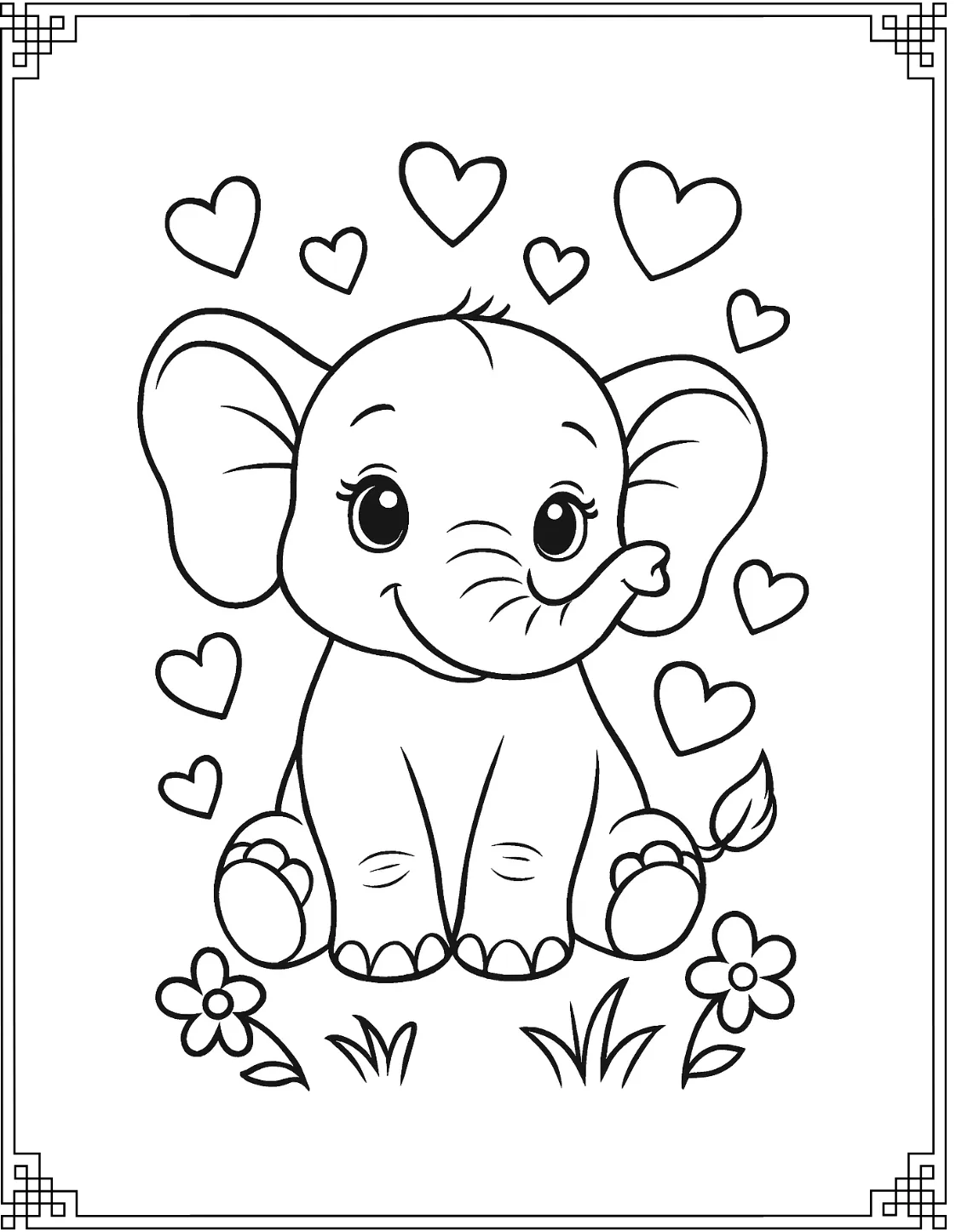 Baby Elephant with Hearts
