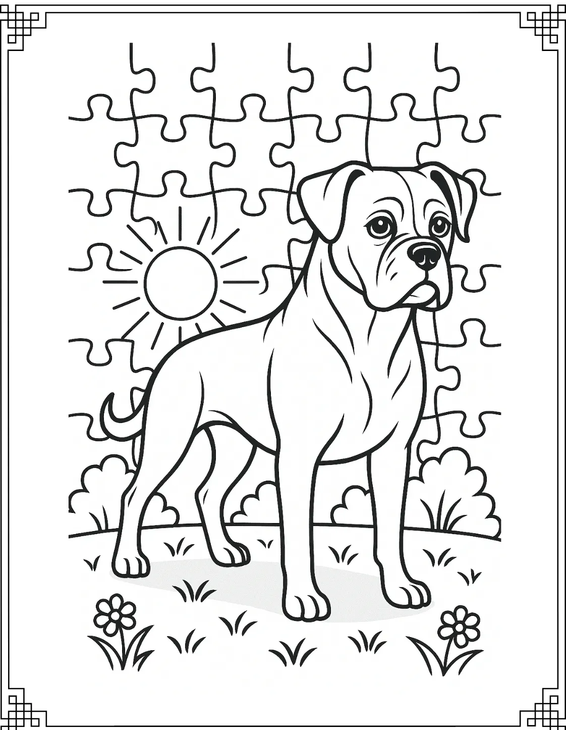 Boxer on Puzzle Backdrop