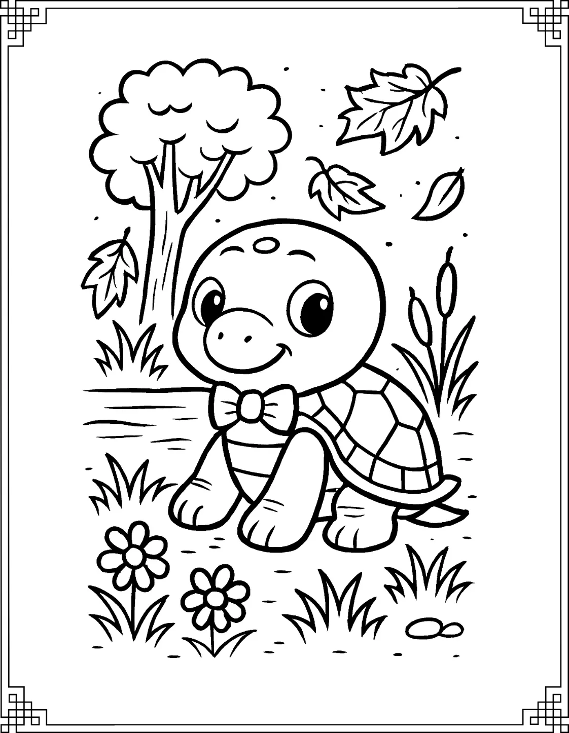 Bubble Sea Turtle Coloring Page
