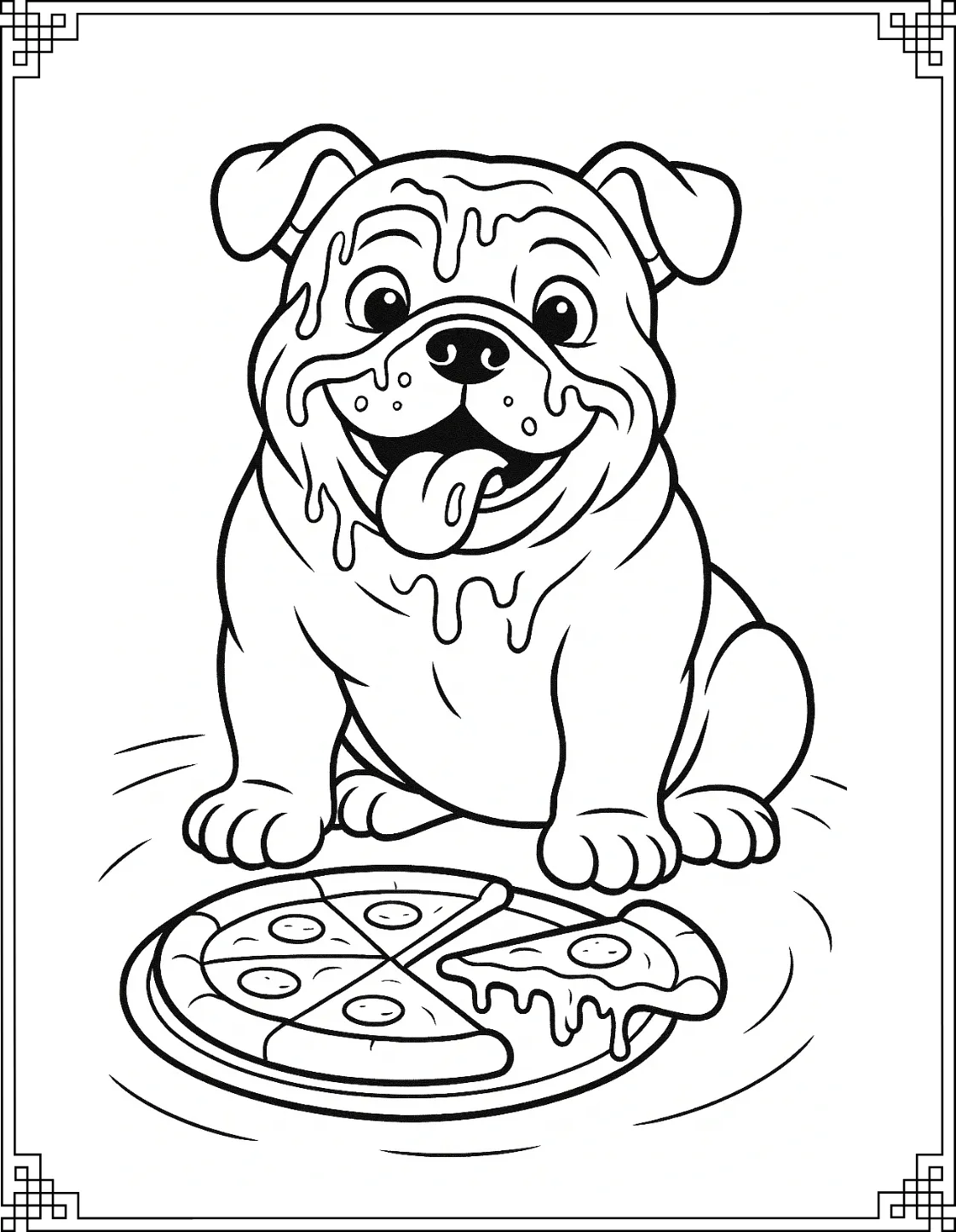 Bulldog with Pizza