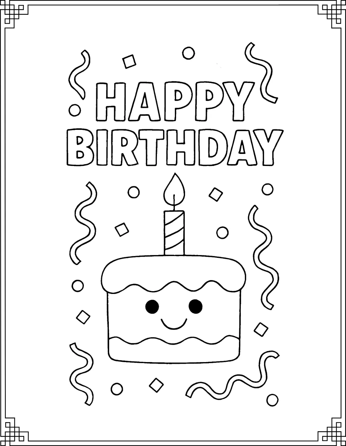 Cake Delight Happy Birthday Coloring Pages