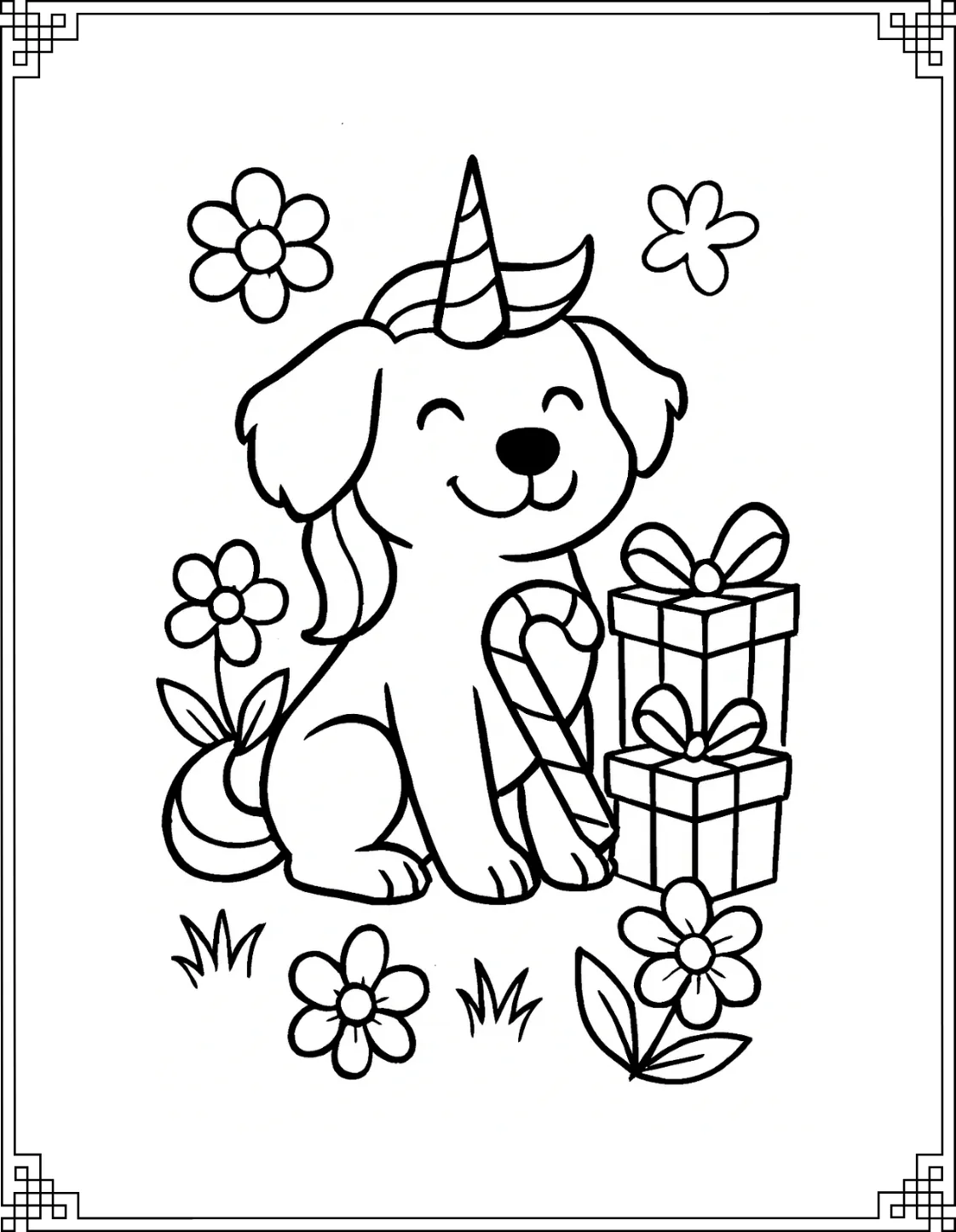 Candy Cane Dog- Unicorn