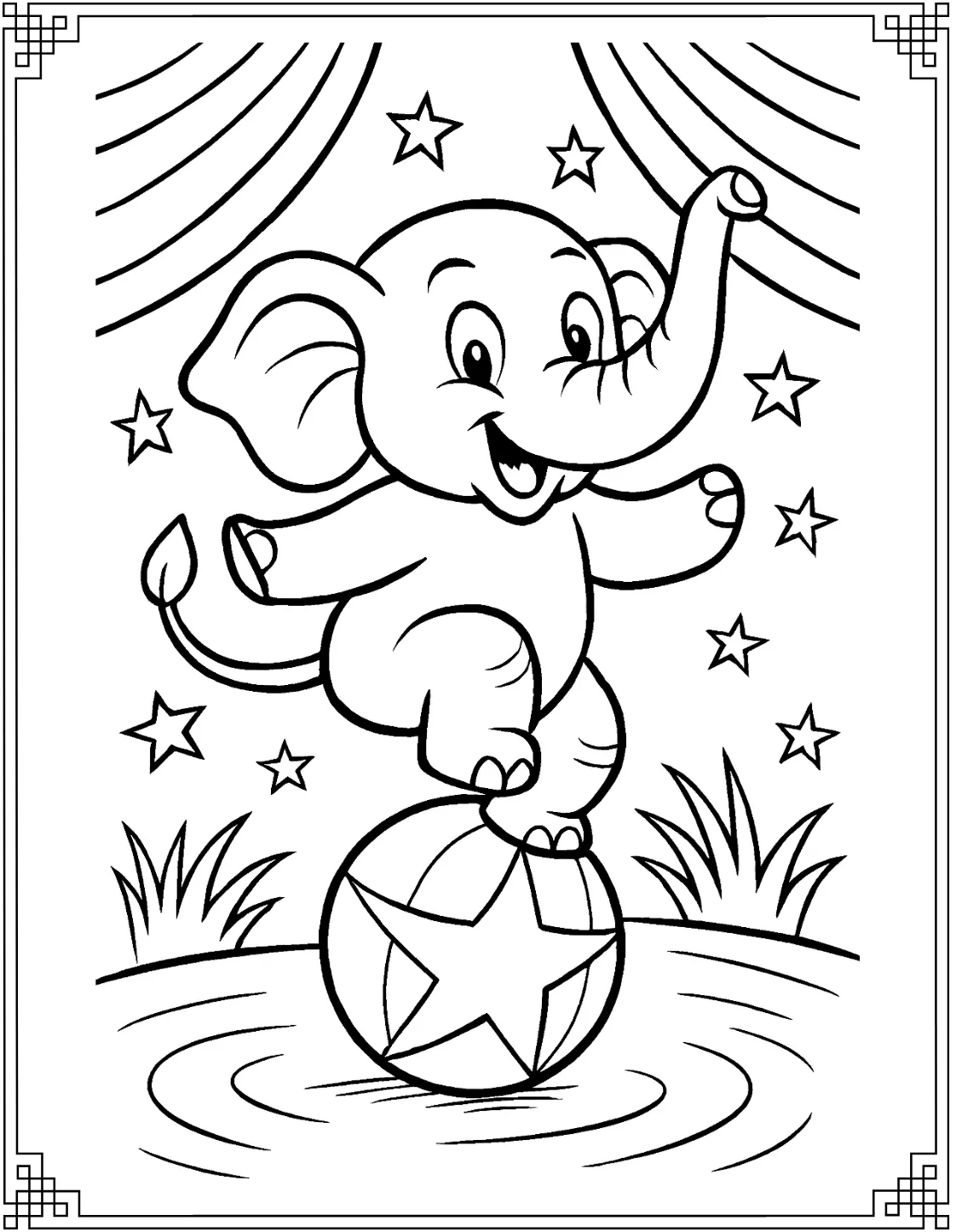 Circus Elephant on Ball

