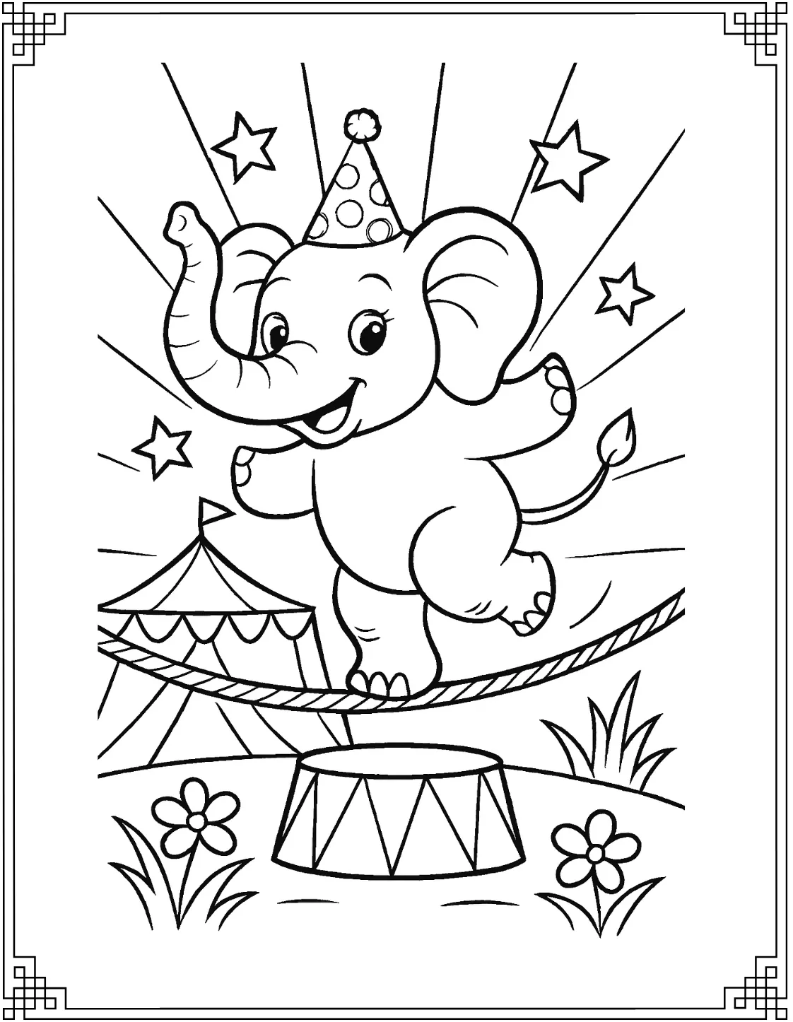 Circus Elephant on Rope
