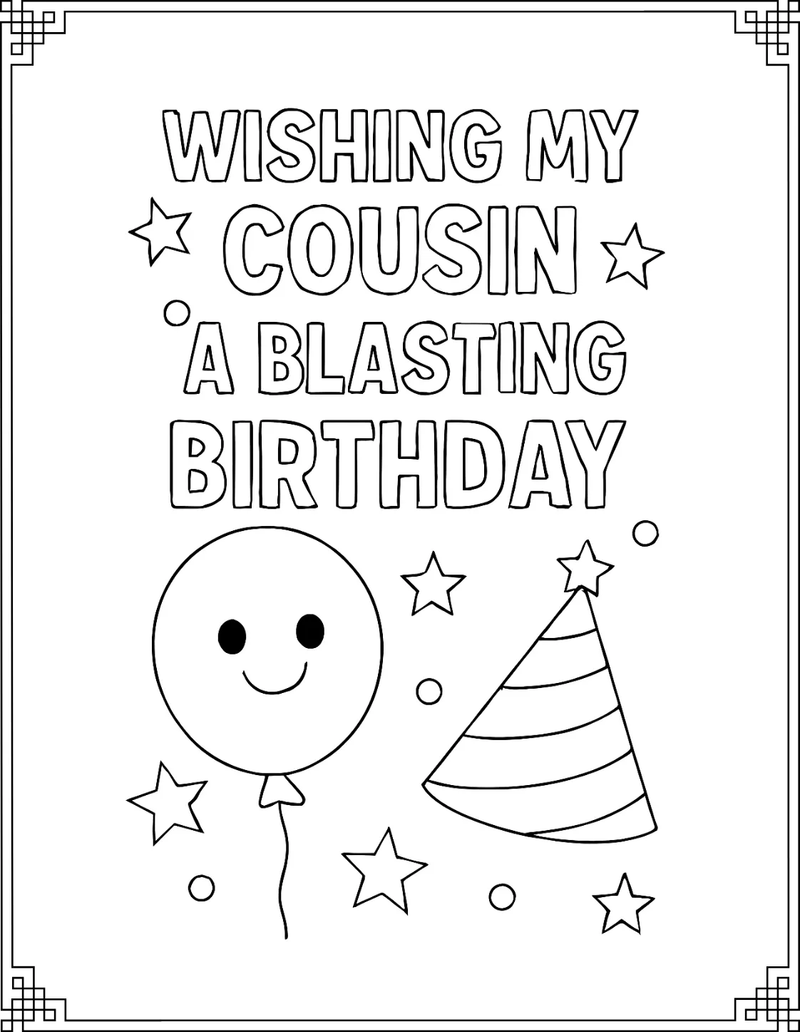 Cousin Birthday Coloring Pages